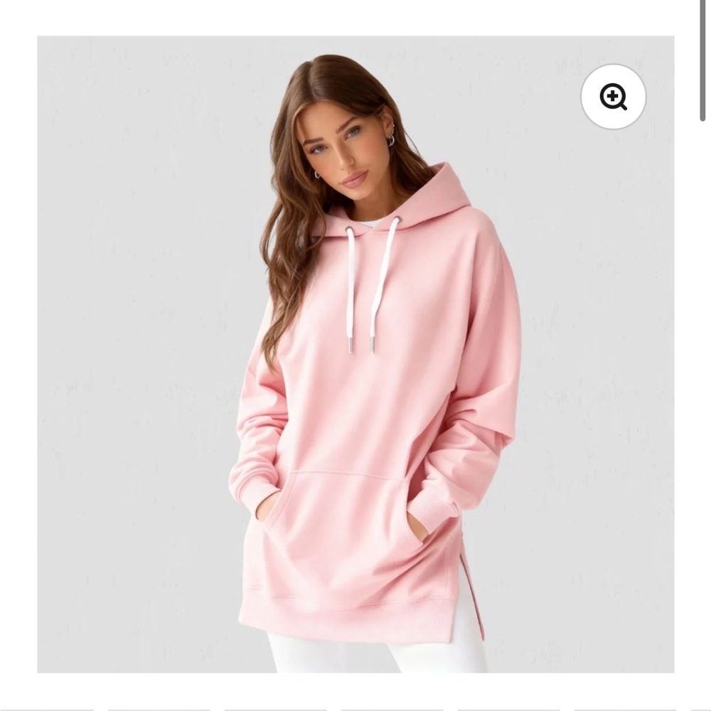 Warm Oversized Hoodie Dress in Light Pink